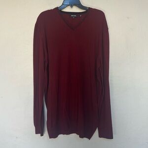 Jared Lang Men's V Neck merino wool blend Sweater XXLarge Red
